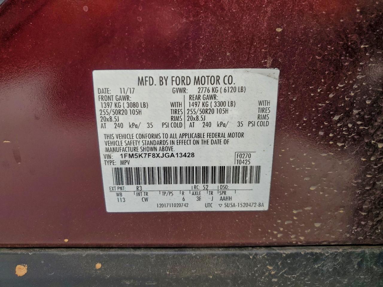 2018 FORD EXPLORER LIMITED photo 13