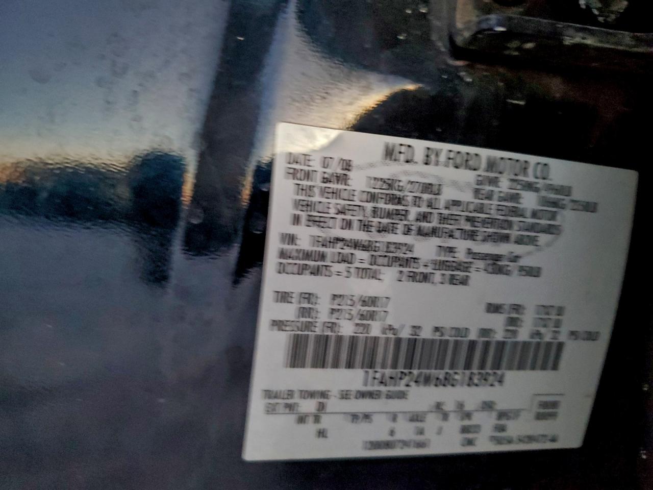 2008 FORD TAURUS SEL photo 23
