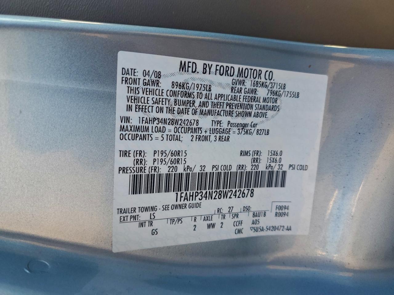 2008 FORD FOCUS S/SE photo 12