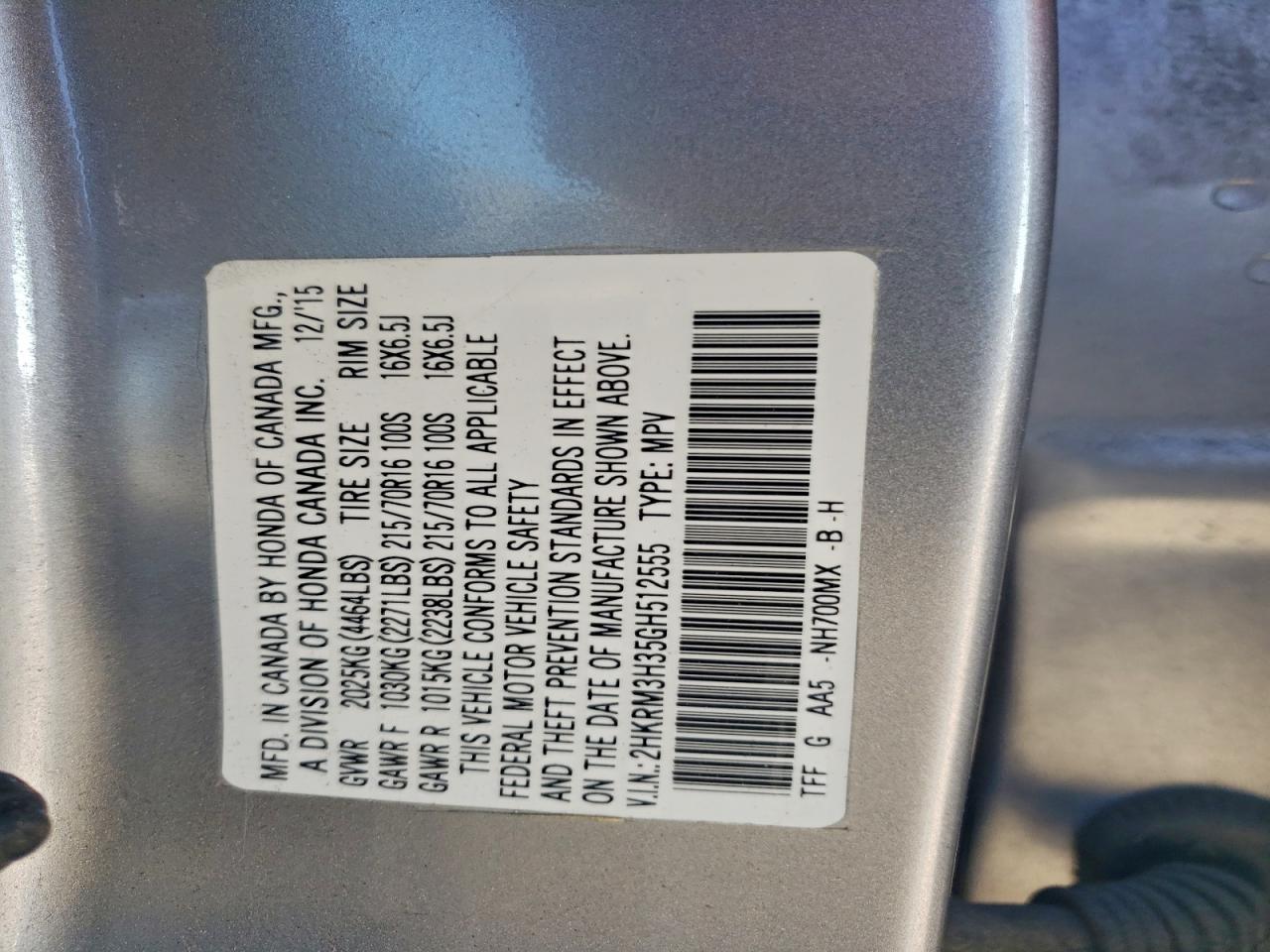 2016 HONDA CR-V LX photo 13