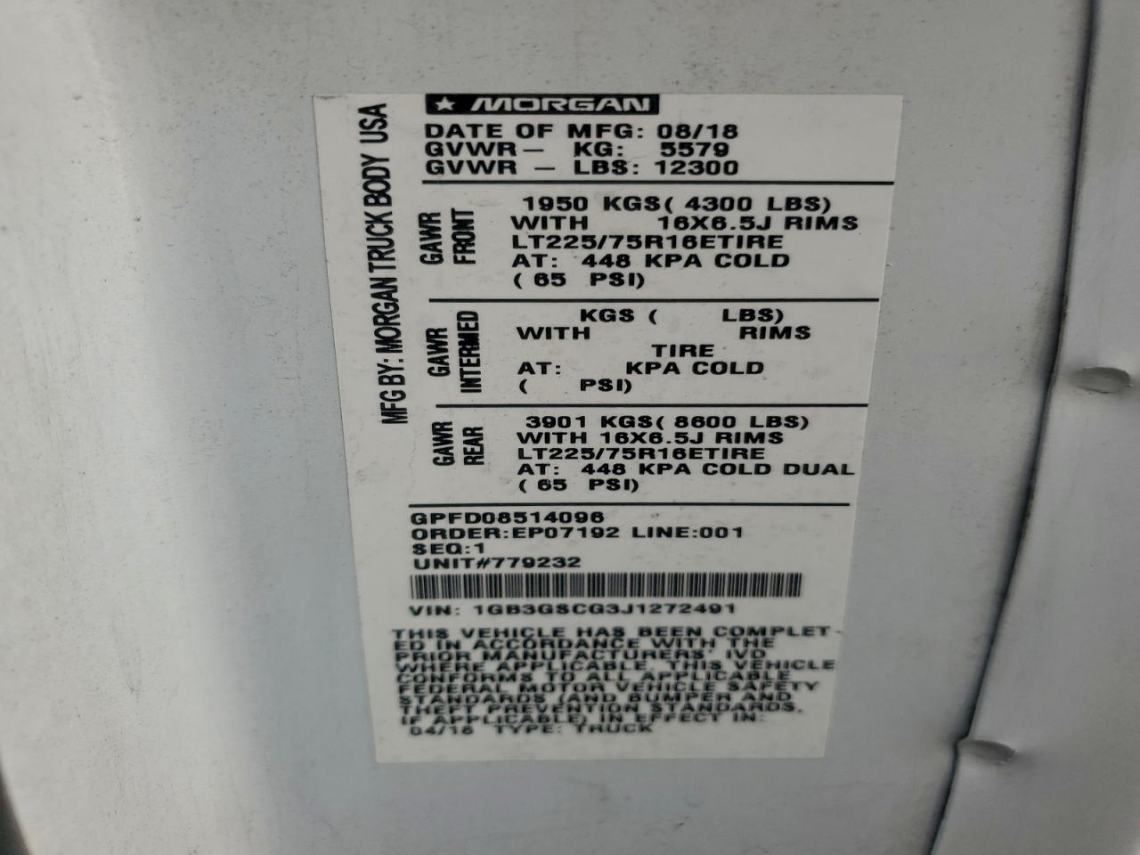 2018 CHEVROLET EXPRESS G3500 DELIVERY TRUCK photo 12