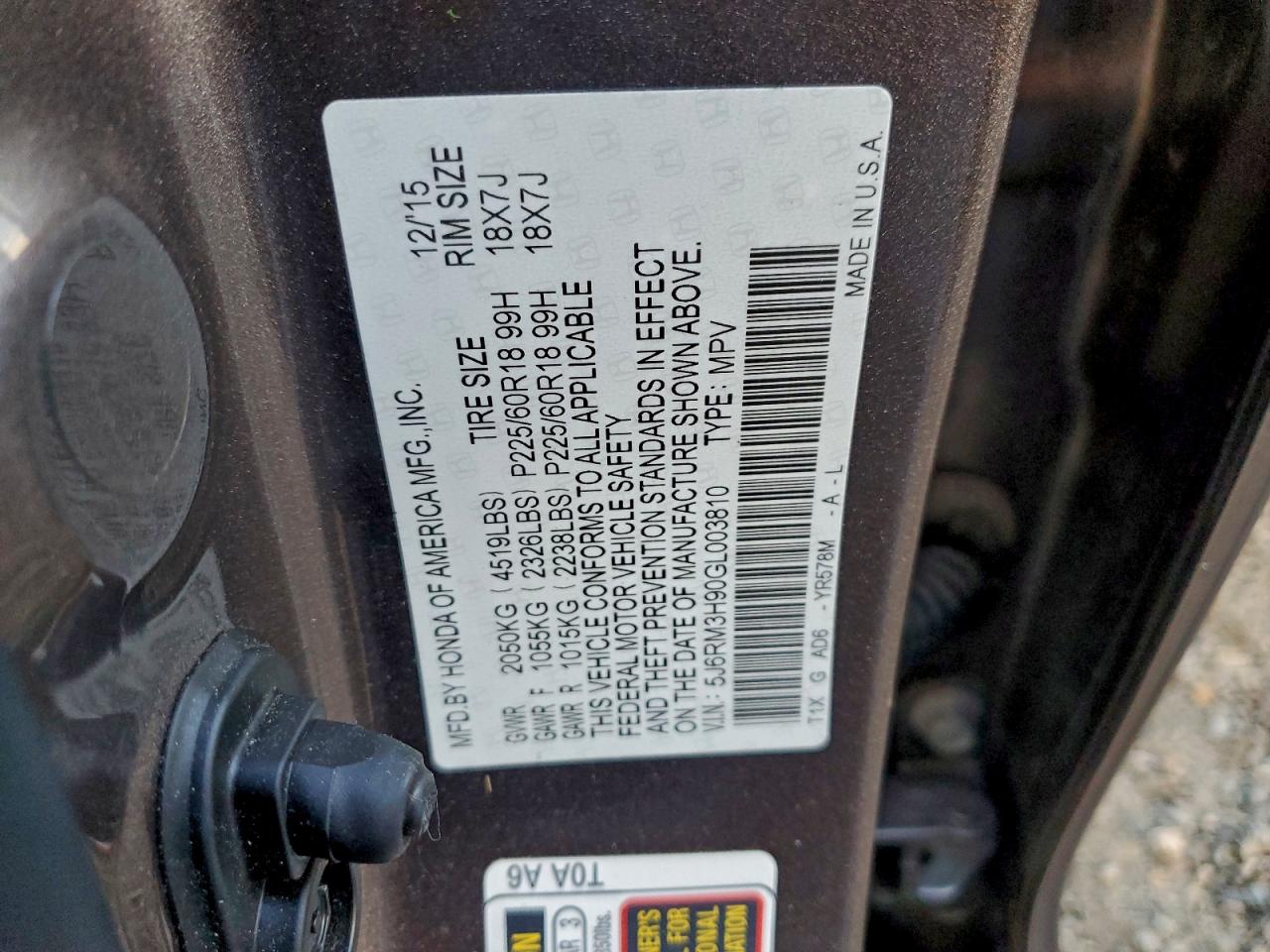 2016 HONDA CR-V TOURING photo 27