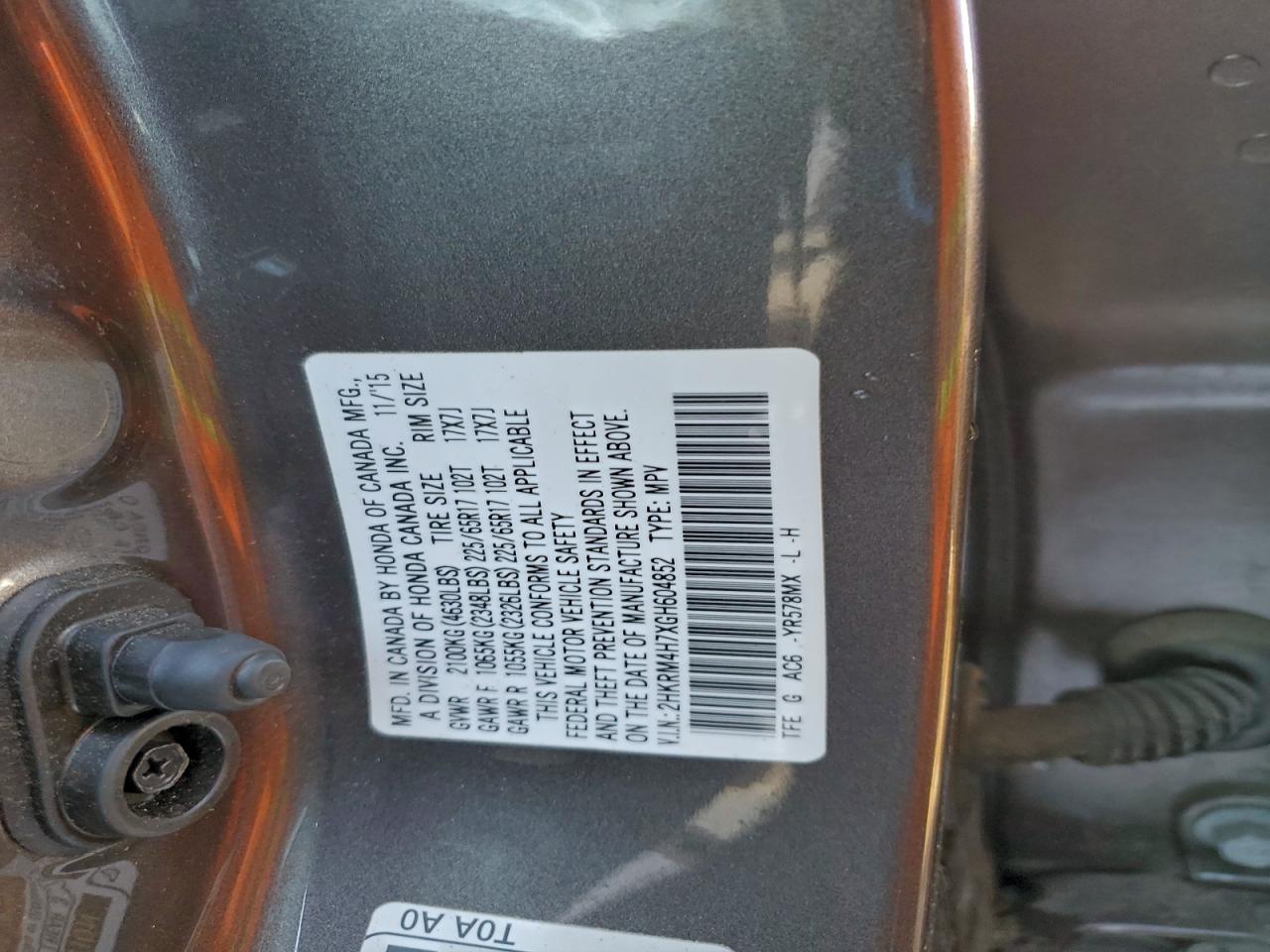 2016 HONDA CR-V EXL photo 23