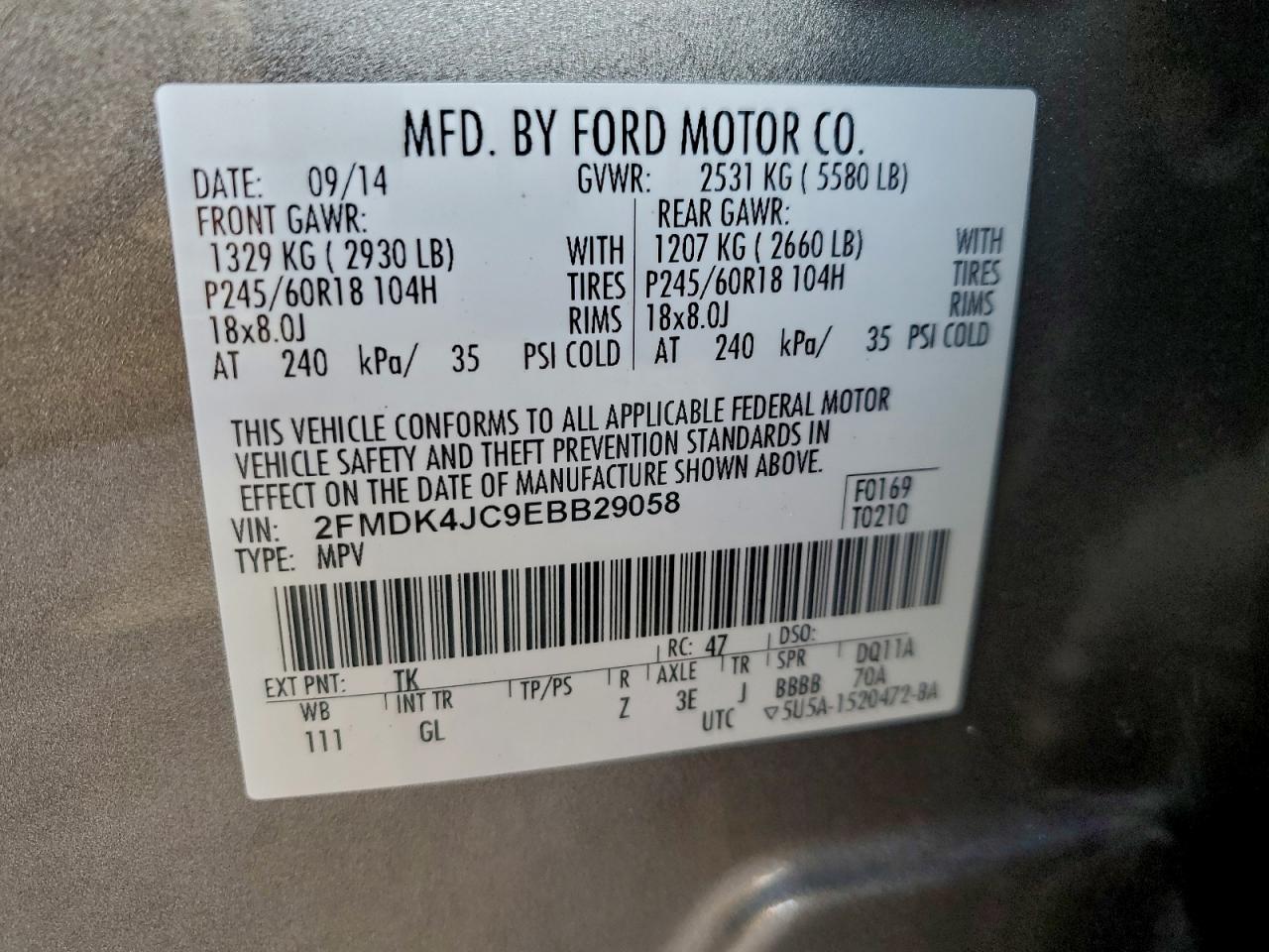 2014 FORD EDGE SEL photo 13
