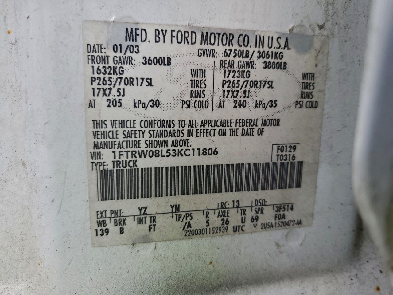 2003 FORD F150 SUPERCREW photo 12