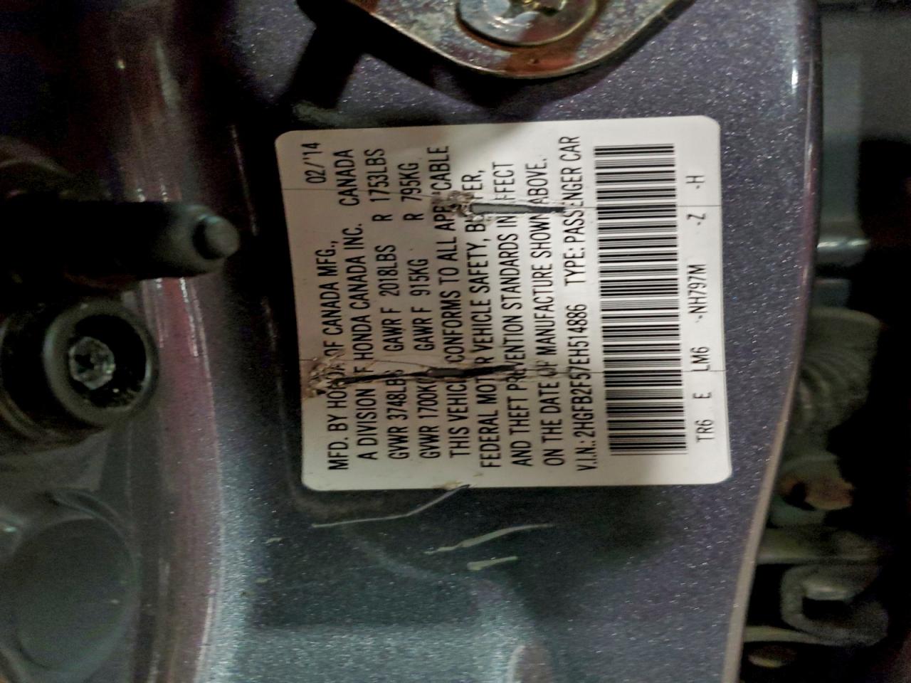 2014 HONDA CIVIC LX photo 23
