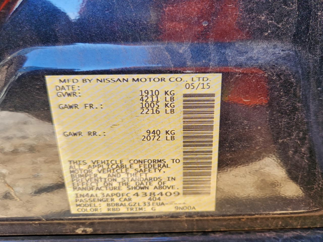 2015 NISSAN ALTIMA 2.5 photo 23