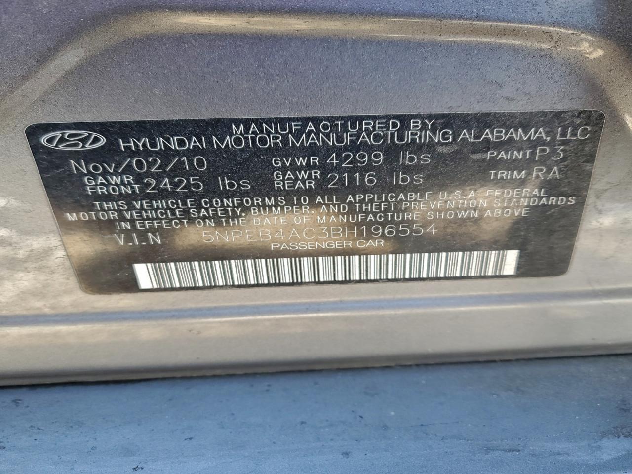 2011 HYUNDAI SONATA GLS photo 37