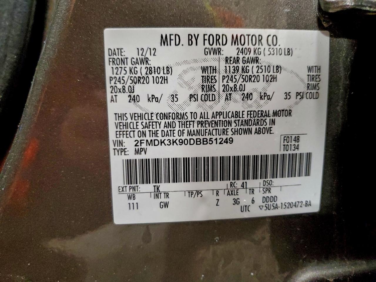2013 FORD EDGE LIMITED photo 23
