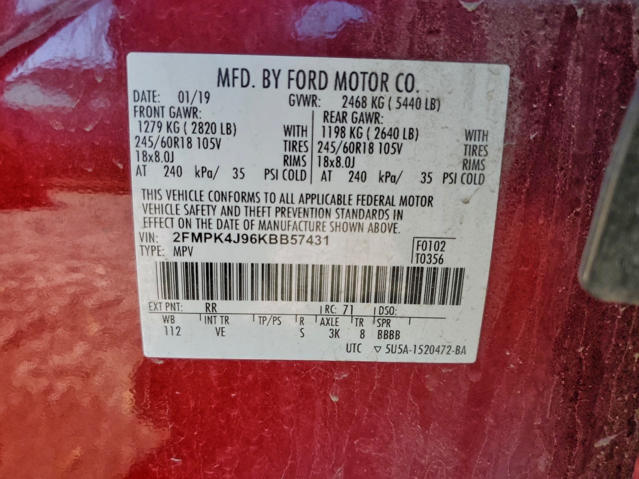 2019 FORD EDGE SEL photo 37