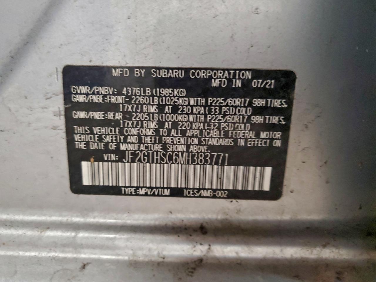 2021 SUBARU CROSSTREK SPORT photo 13
