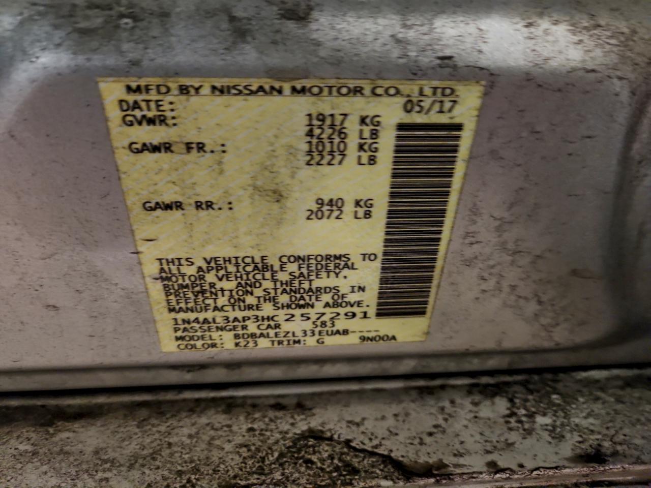 2017 NISSAN ALTIMA 2.5 S photo 23