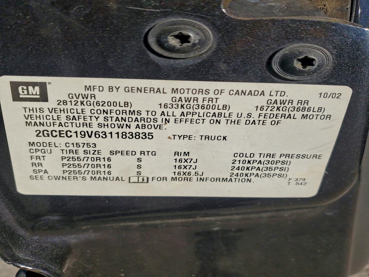 2003 CHEVROLET SILVERADO C1500 photo 12