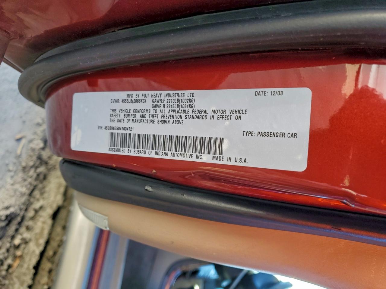 2004 SUBARU LEGACY OUTBACK AWP photo 13