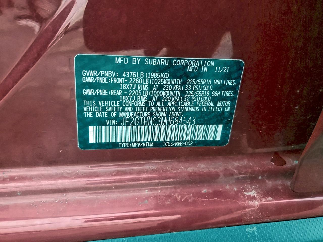 2021 SUBARU CROSSTREK LIMITED photo 13
