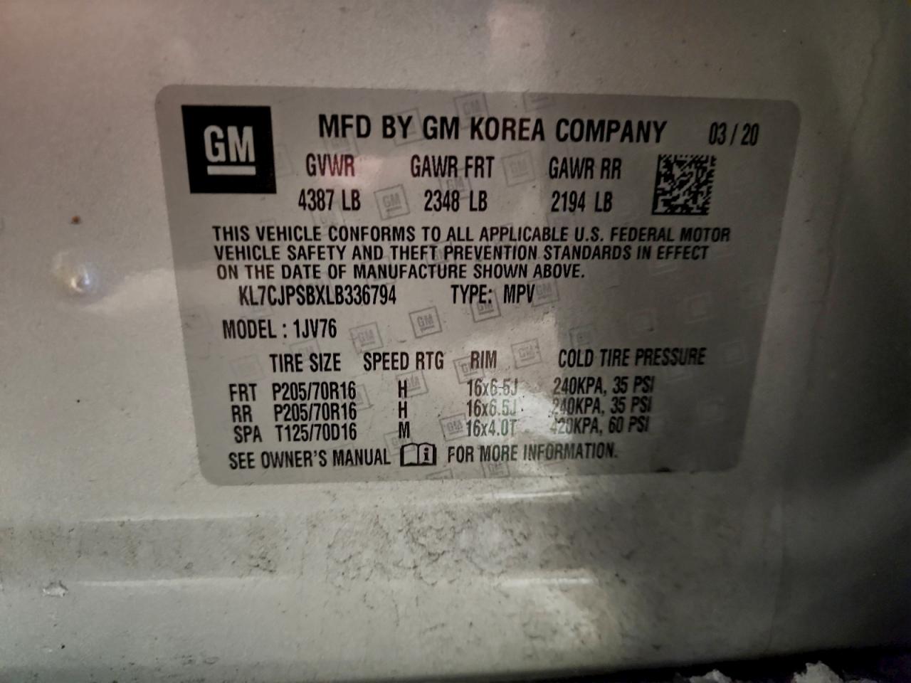 2020 CHEVROLET TRAX 1LT photo 13