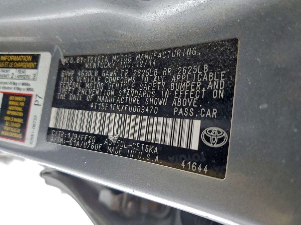 2015 TOYOTA CAMRY LE photo 13