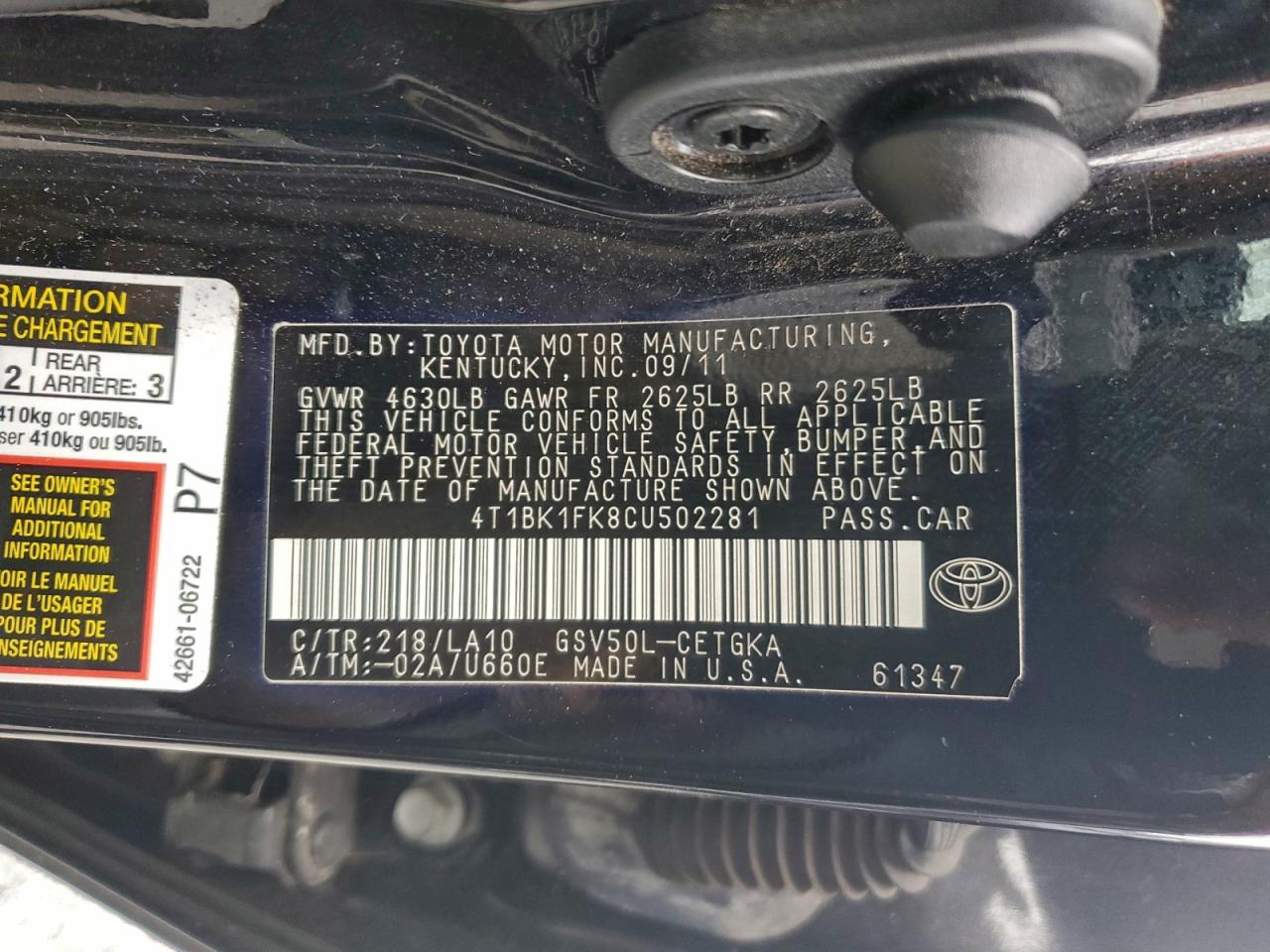 2012 TOYOTA CAMRY SE photo 49