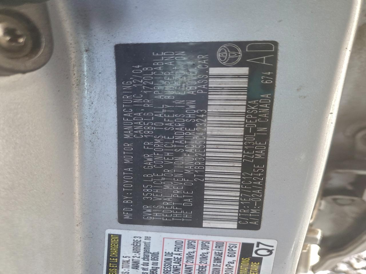 2005 TOYOTA COROLLA CE photo 12
