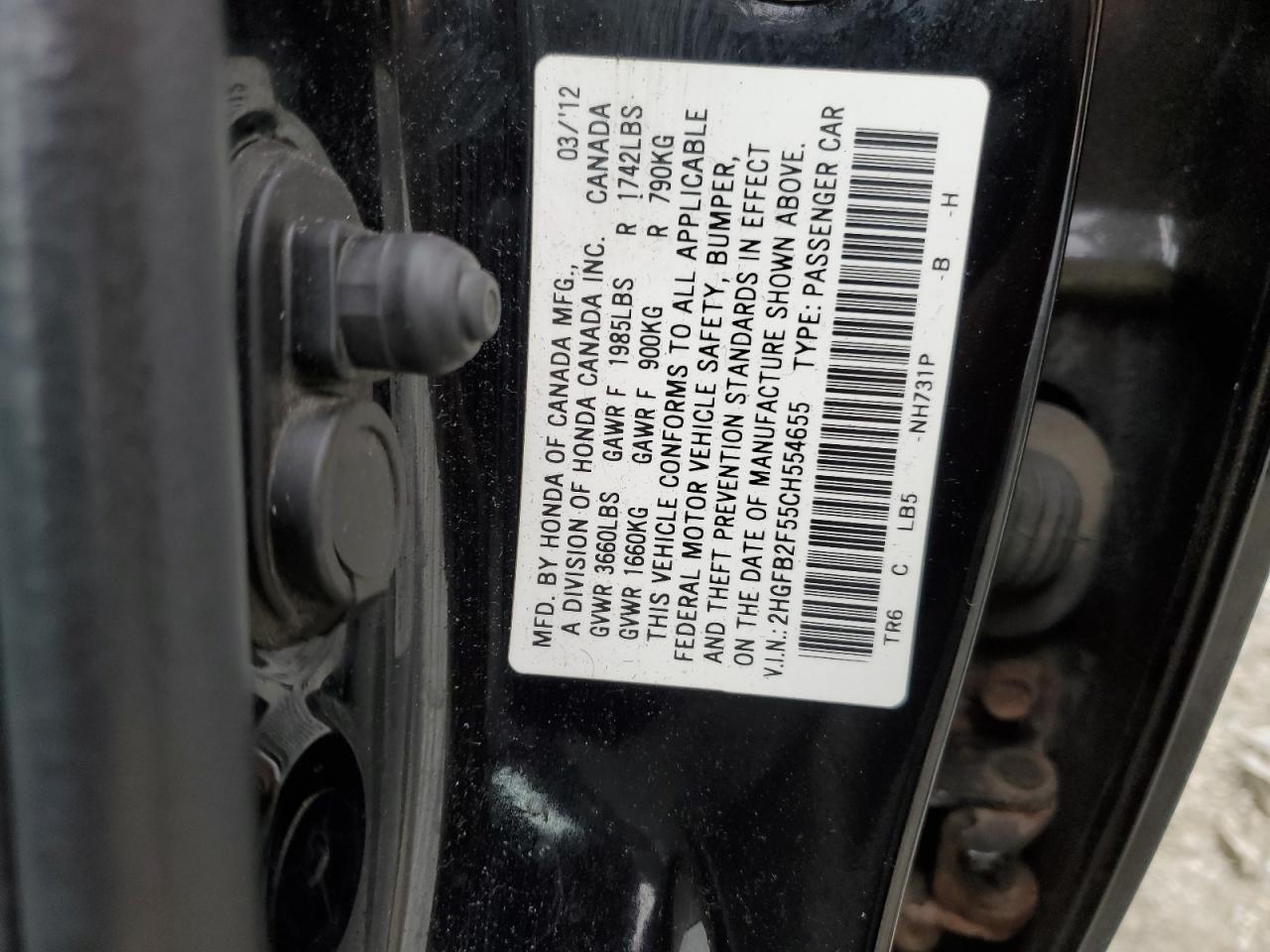 2012 HONDA CIVIC LX photo 23
