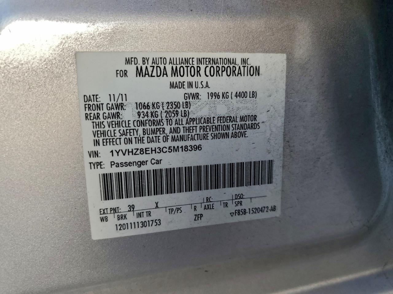 2012 MAZDA 6 I photo 13
