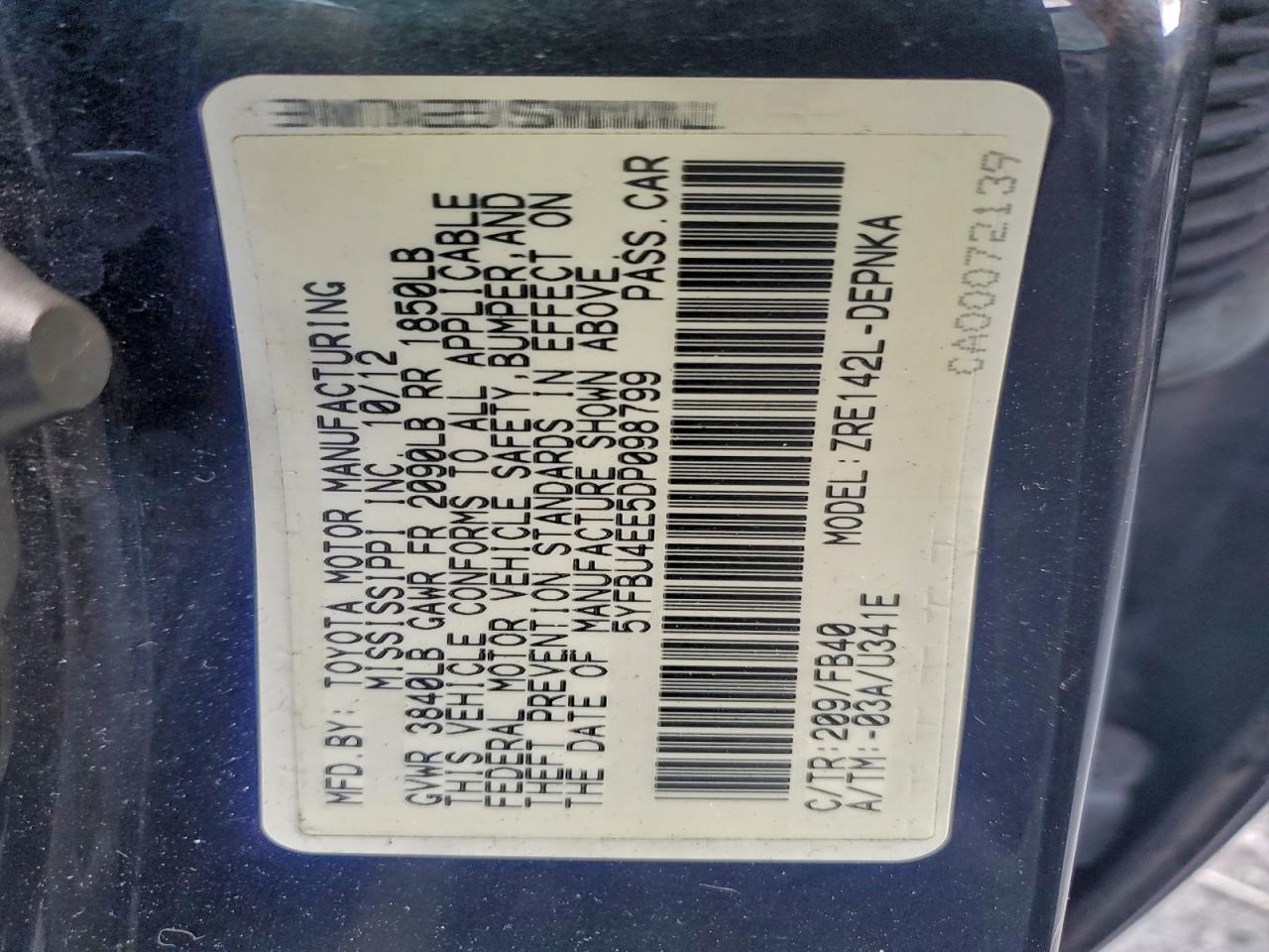 2013 TOYOTA COROLLA BASE photo 34