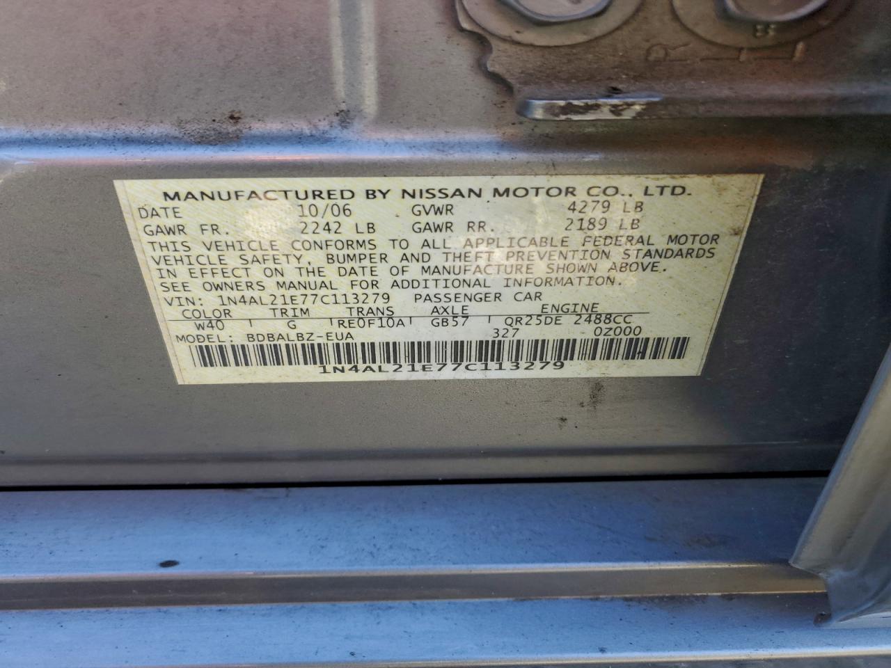 2007 NISSAN ALTIMA 2.5 photo 12