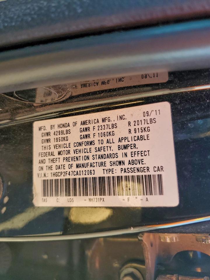 2012 HONDA ACCORD LXP photo 12