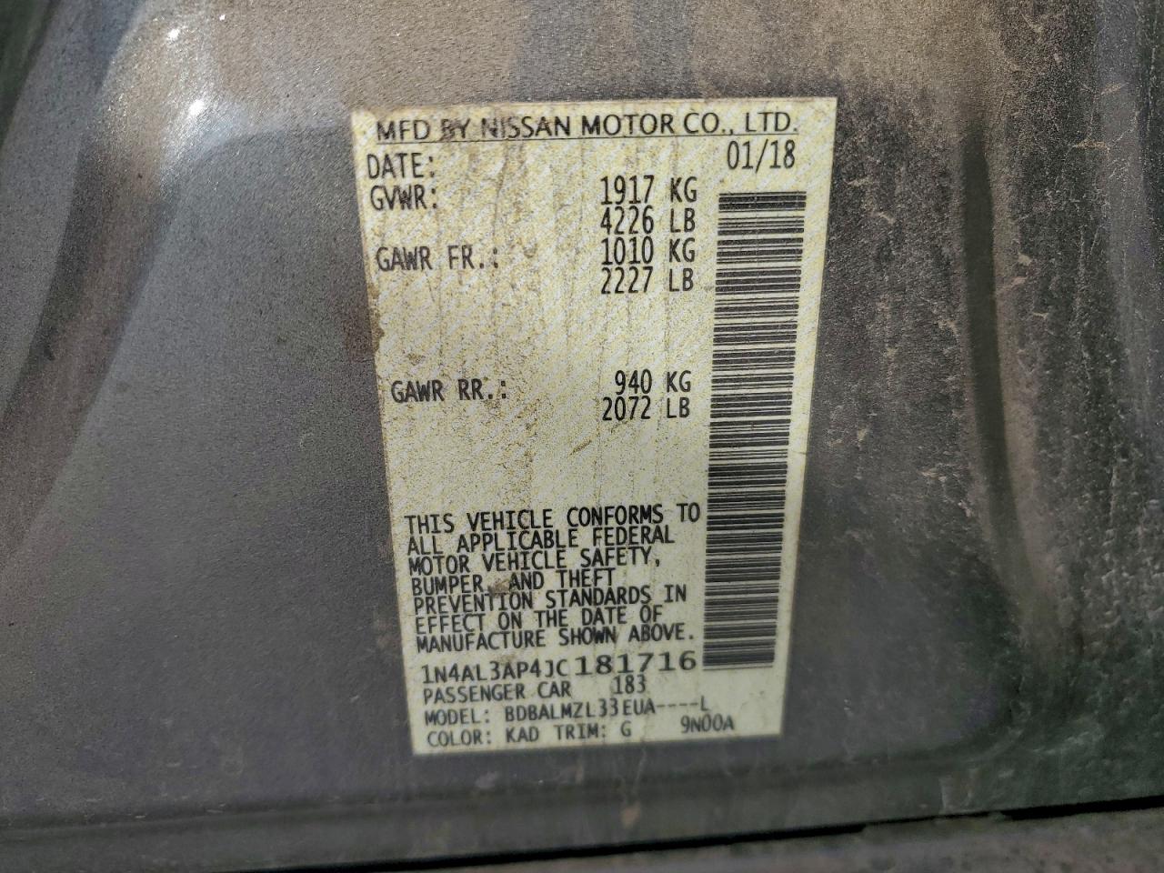 2018 NISSAN ALTIMA 2.5 photo 12