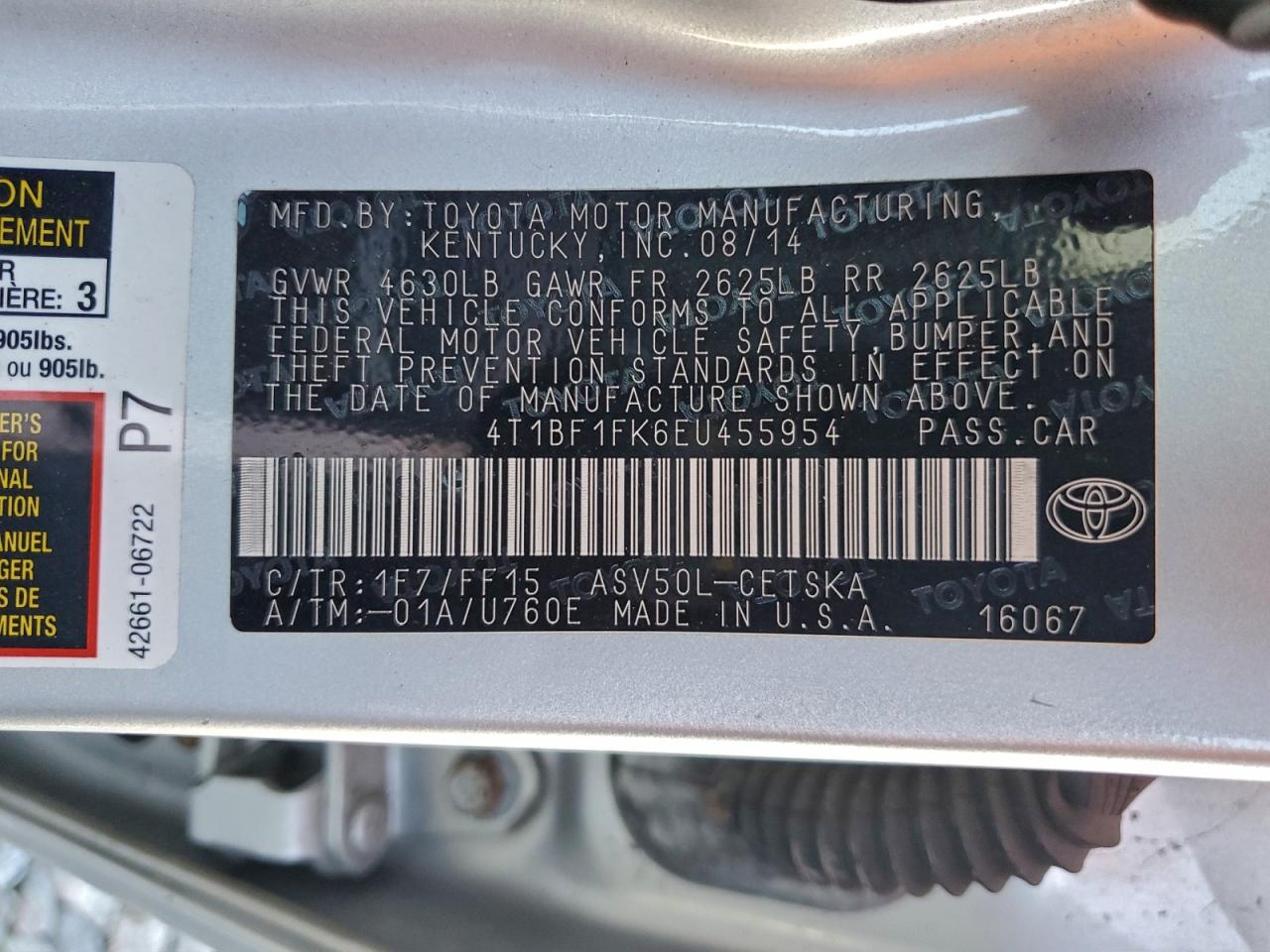 2014 TOYOTA CAMRY L photo 23