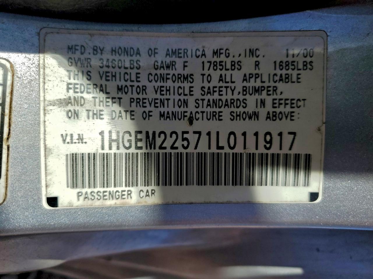 2001 HONDA CIVIC LX photo 12