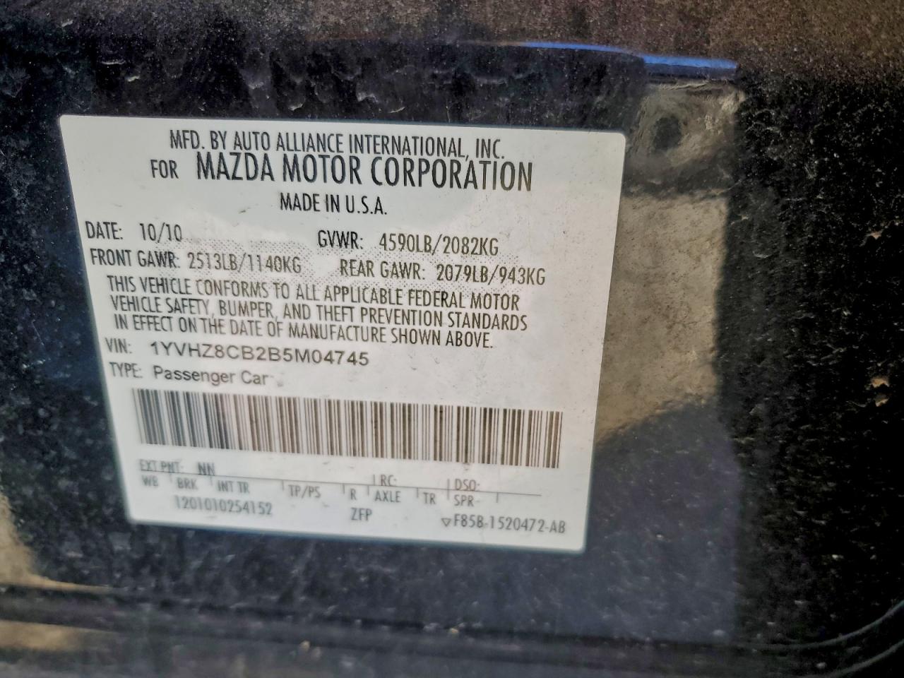 2011 MAZDA 6 S photo 12