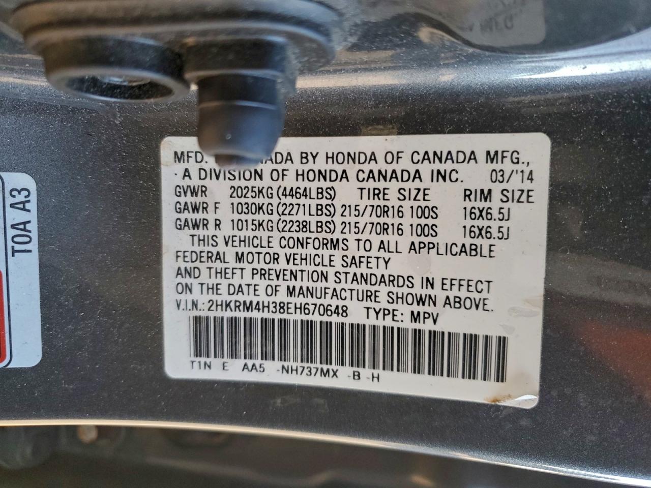 2014 HONDA CR-V LX photo 25