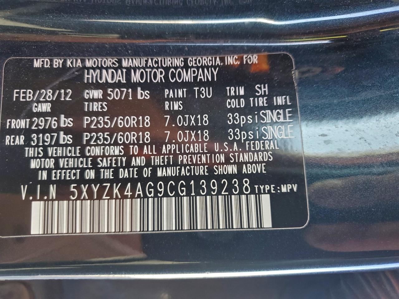 2012 HYUNDAI SANTA FE LIMITED photo 12