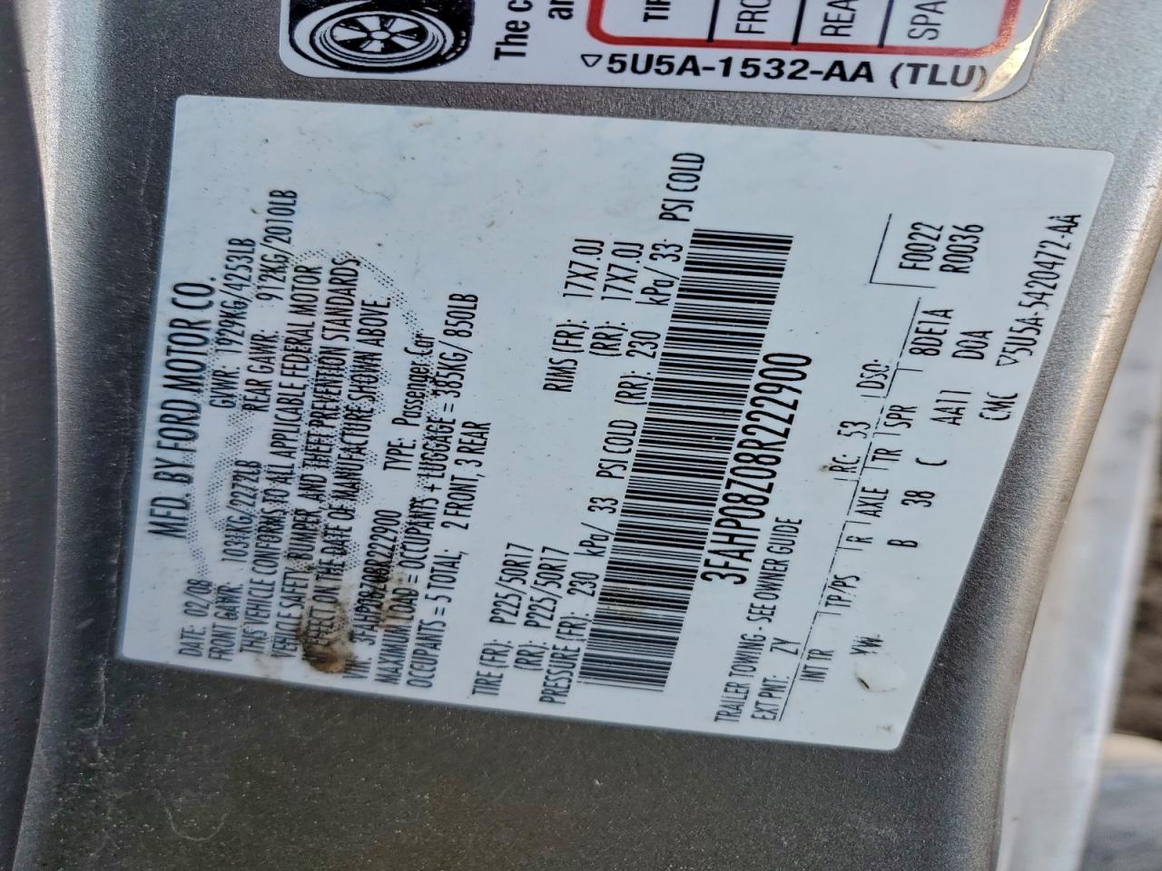 2008 FORD FUSION SEL photo 12