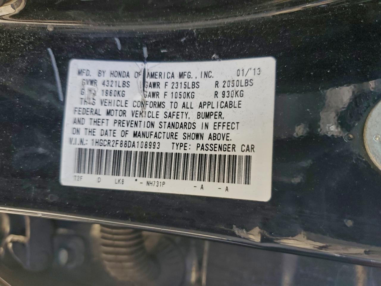 2013 HONDA ACCORD EXL photo 12