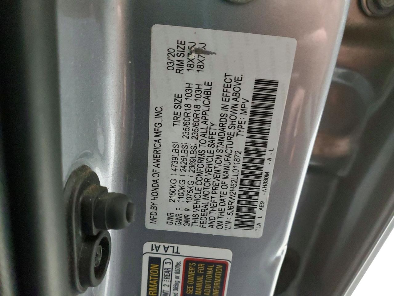 2020 HONDA CR-V EX photo 13