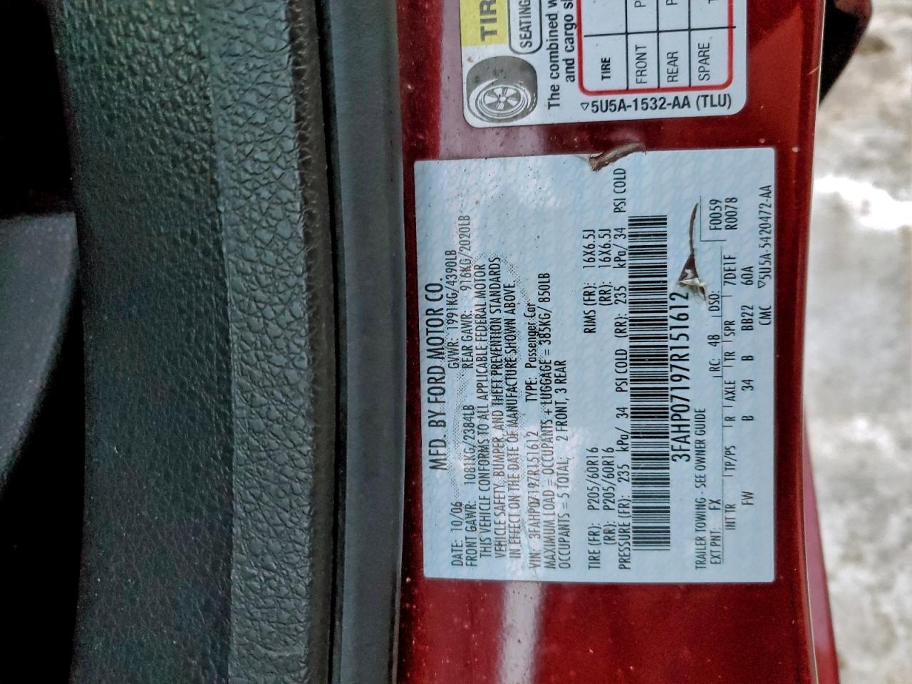 2007 FORD FUSION SE photo 12