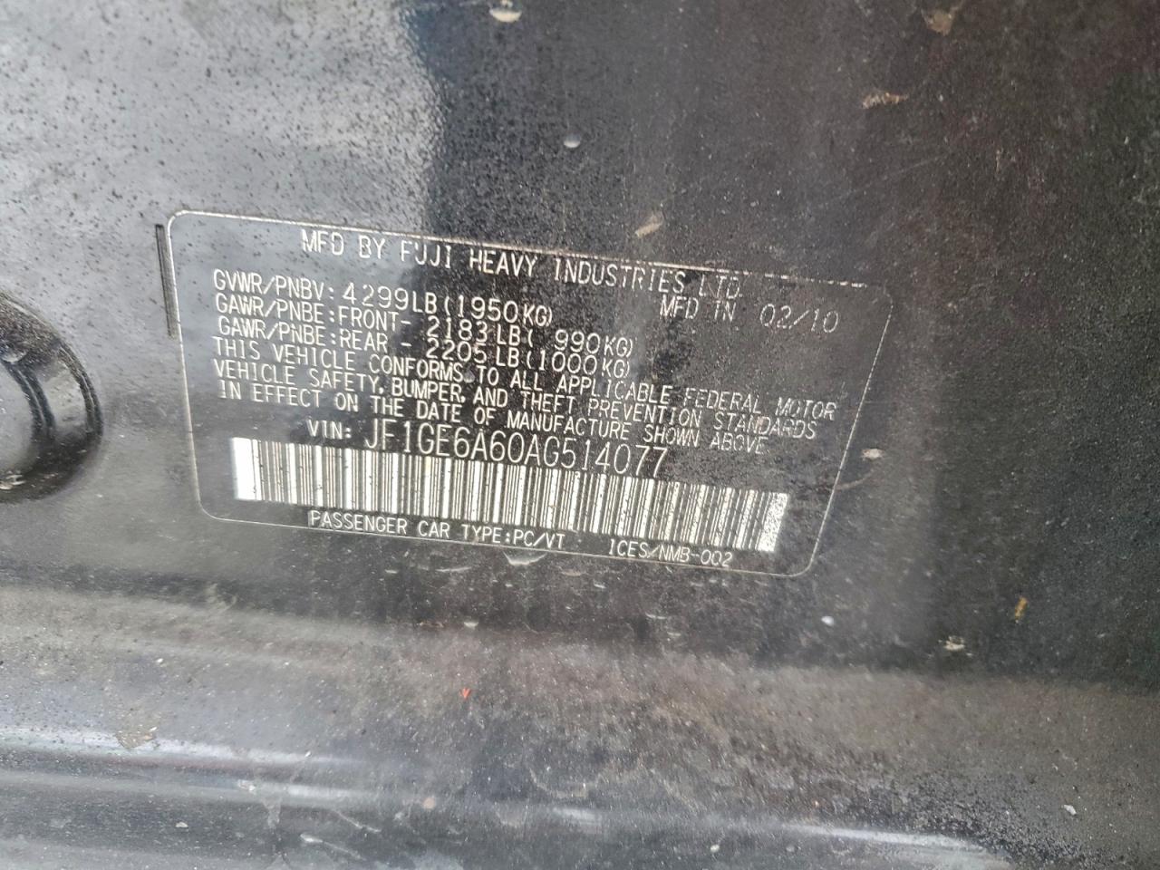 2010 SUBARU IMPREZA 2.5I photo 12