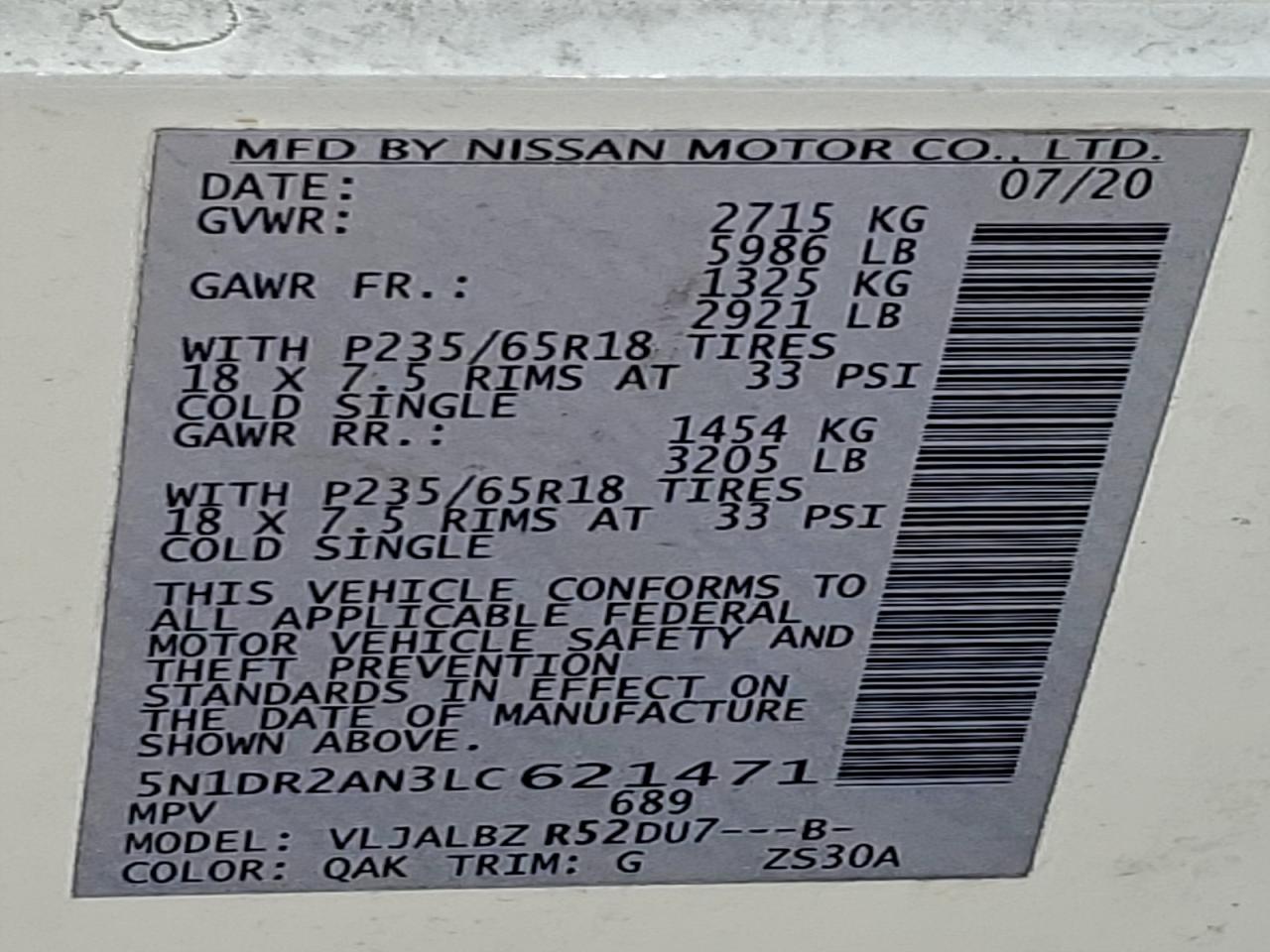 2020 NISSAN PATHFINDER S photo 13