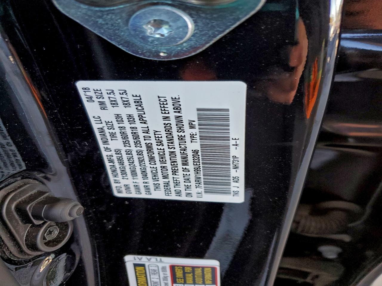 2018 HONDA CR-V TOURING photo 12
