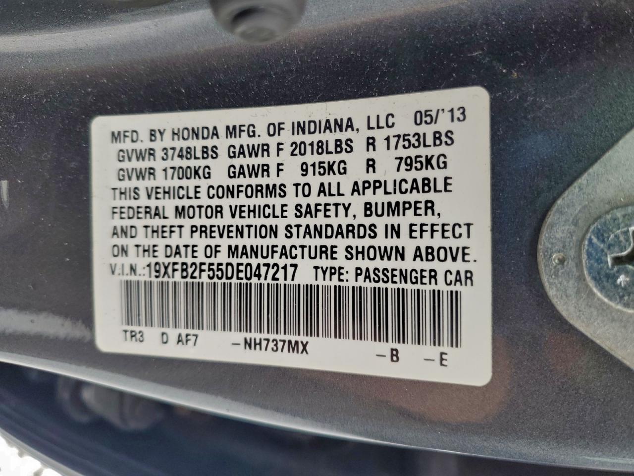 2013 HONDA CIVIC LX photo 23