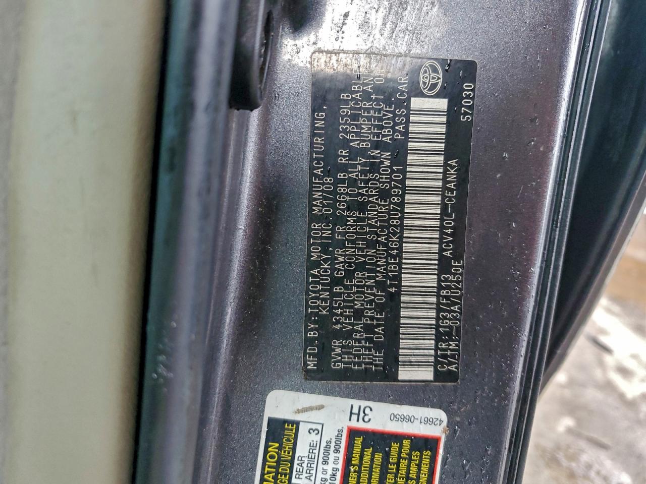 2008 TOYOTA CAMRY CE photo 13
