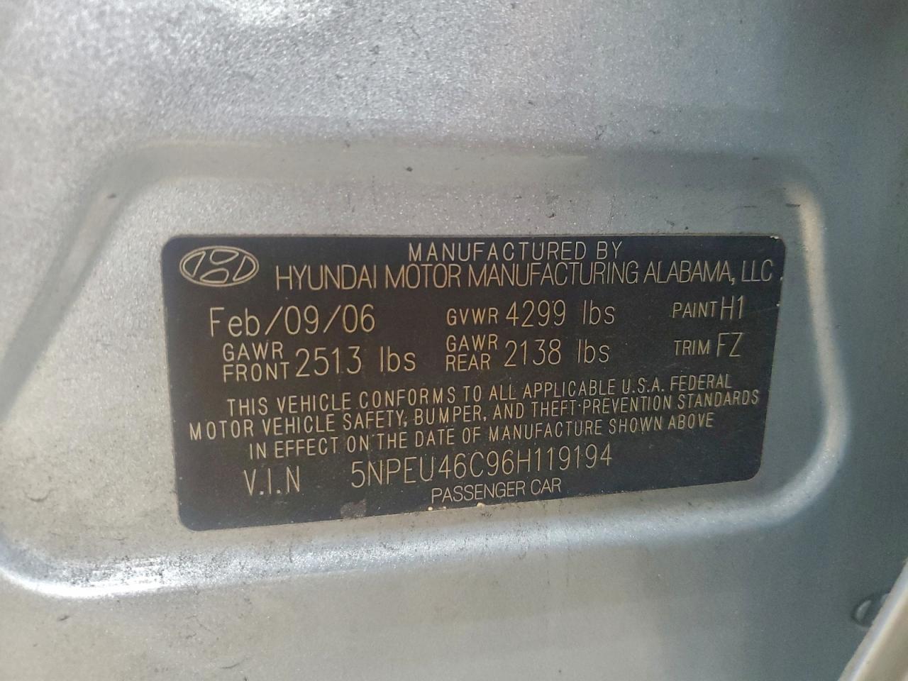 2006 HYUNDAI SONATA GLS photo 12