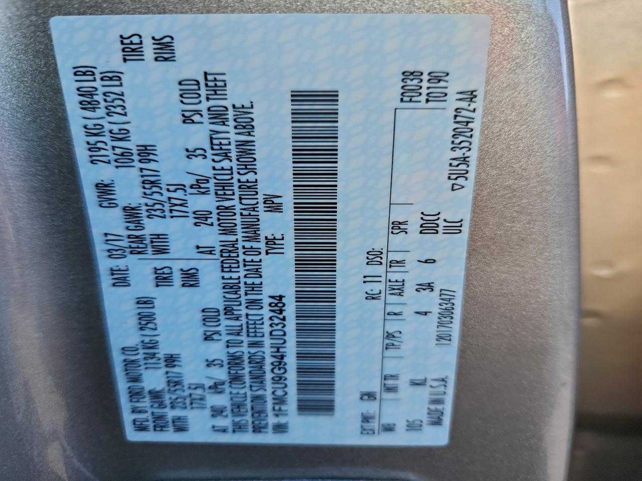 2017 FORD ESCAPE SE photo 12