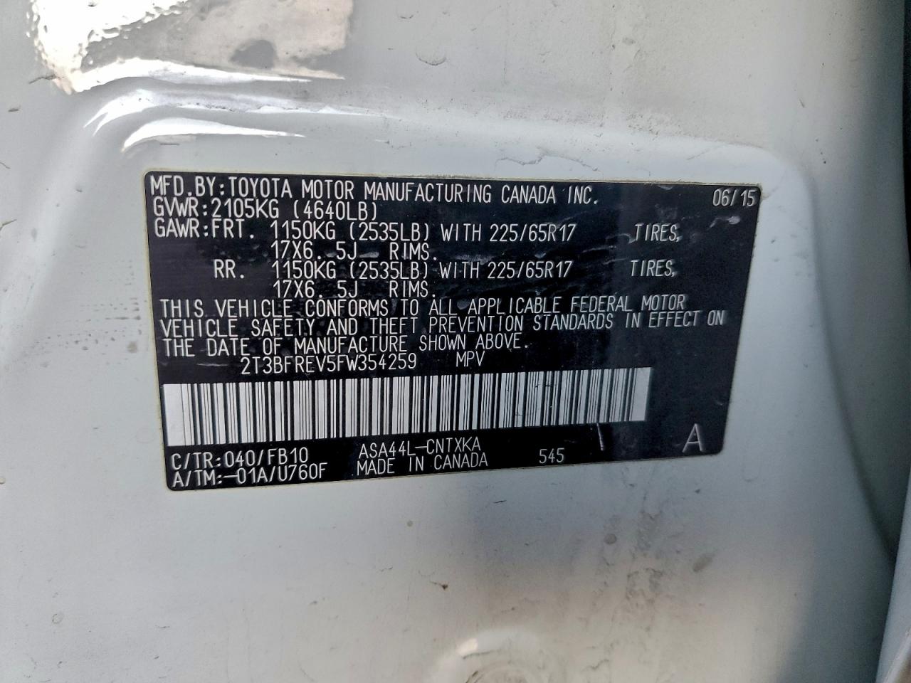2015 TOYOTA RAV4 LE photo 12