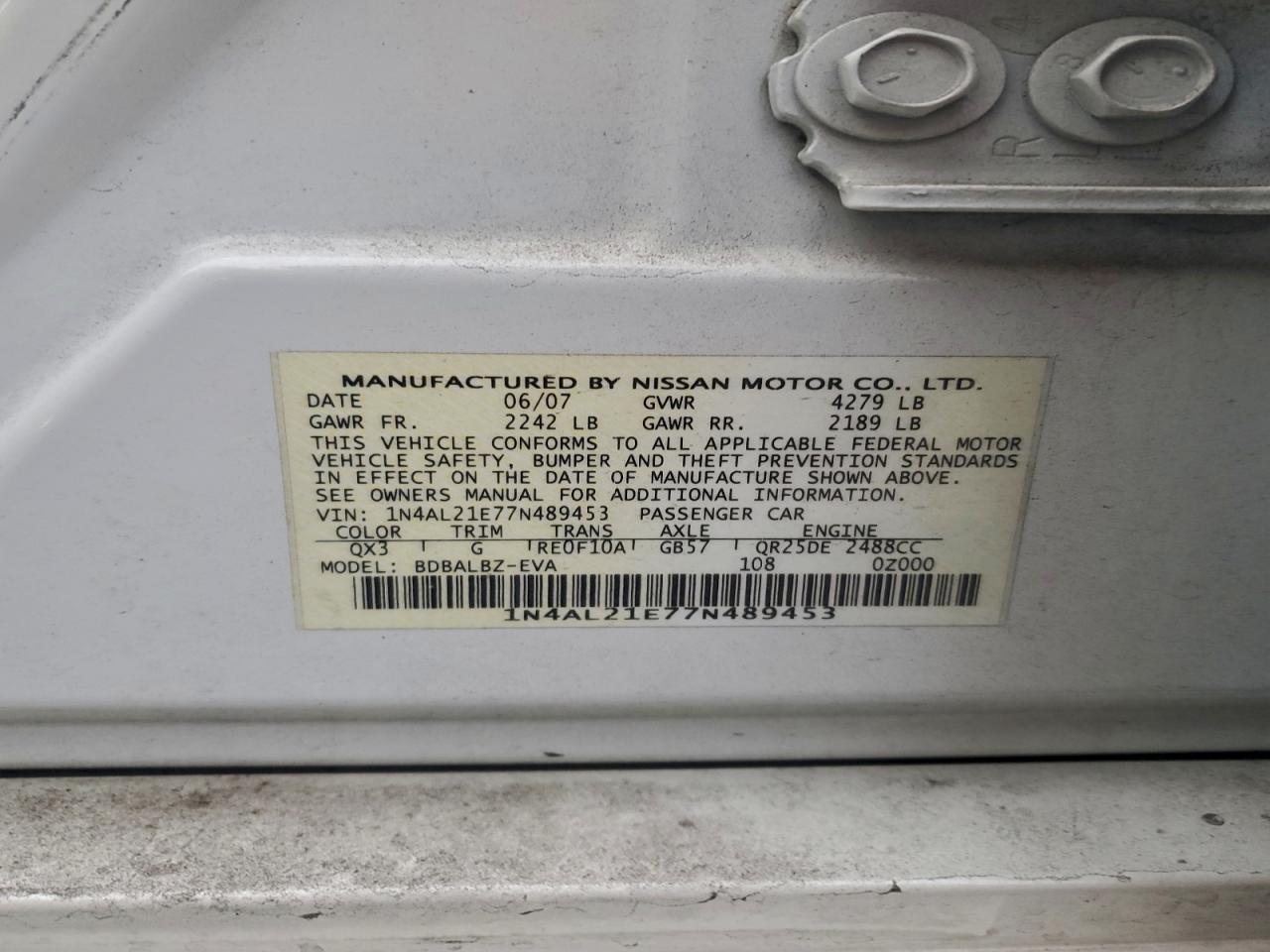 2007 NISSAN ALTIMA 2.5 photo 34
