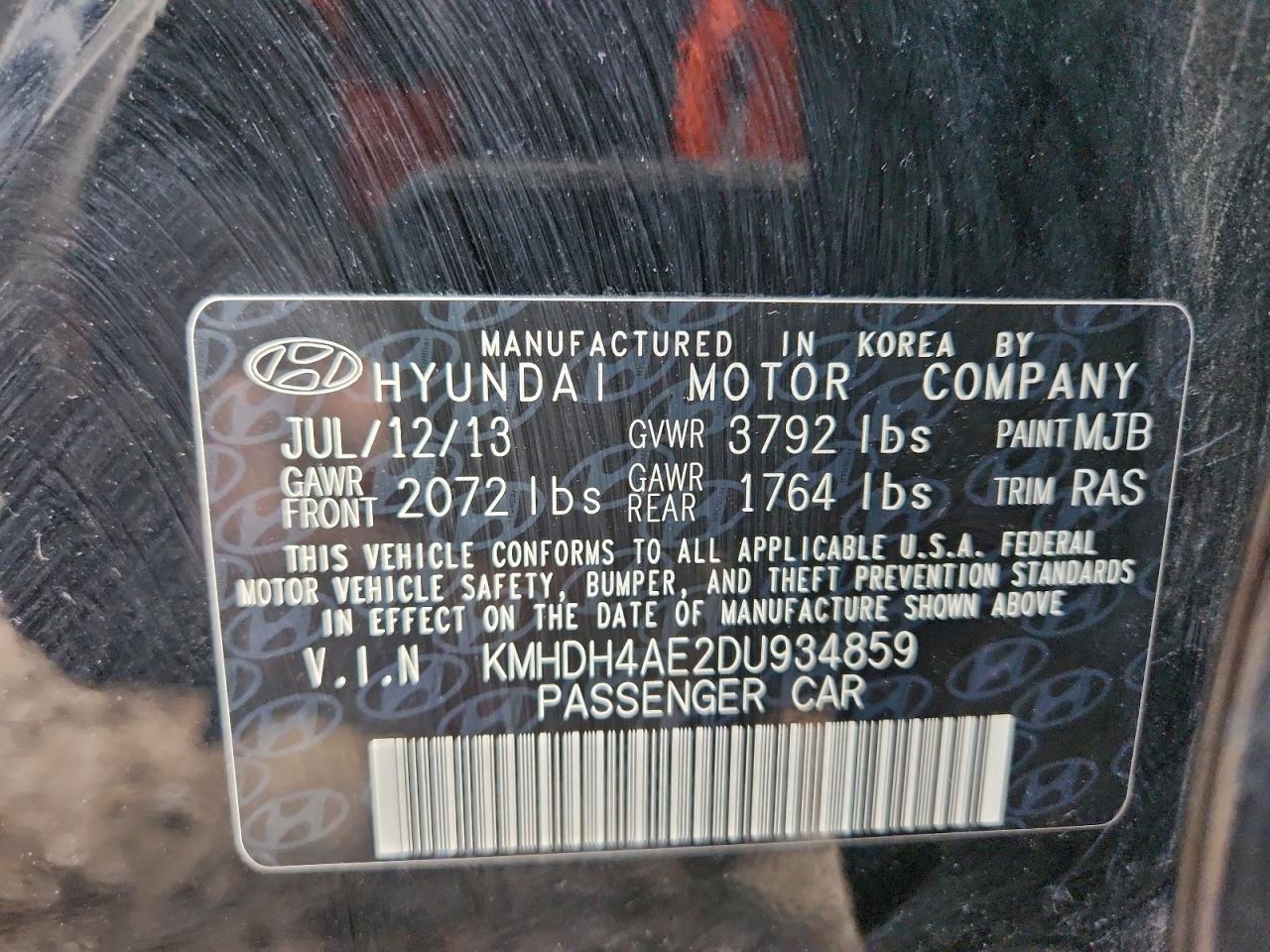2013 HYUNDAI ELANTRA GLS photo 23