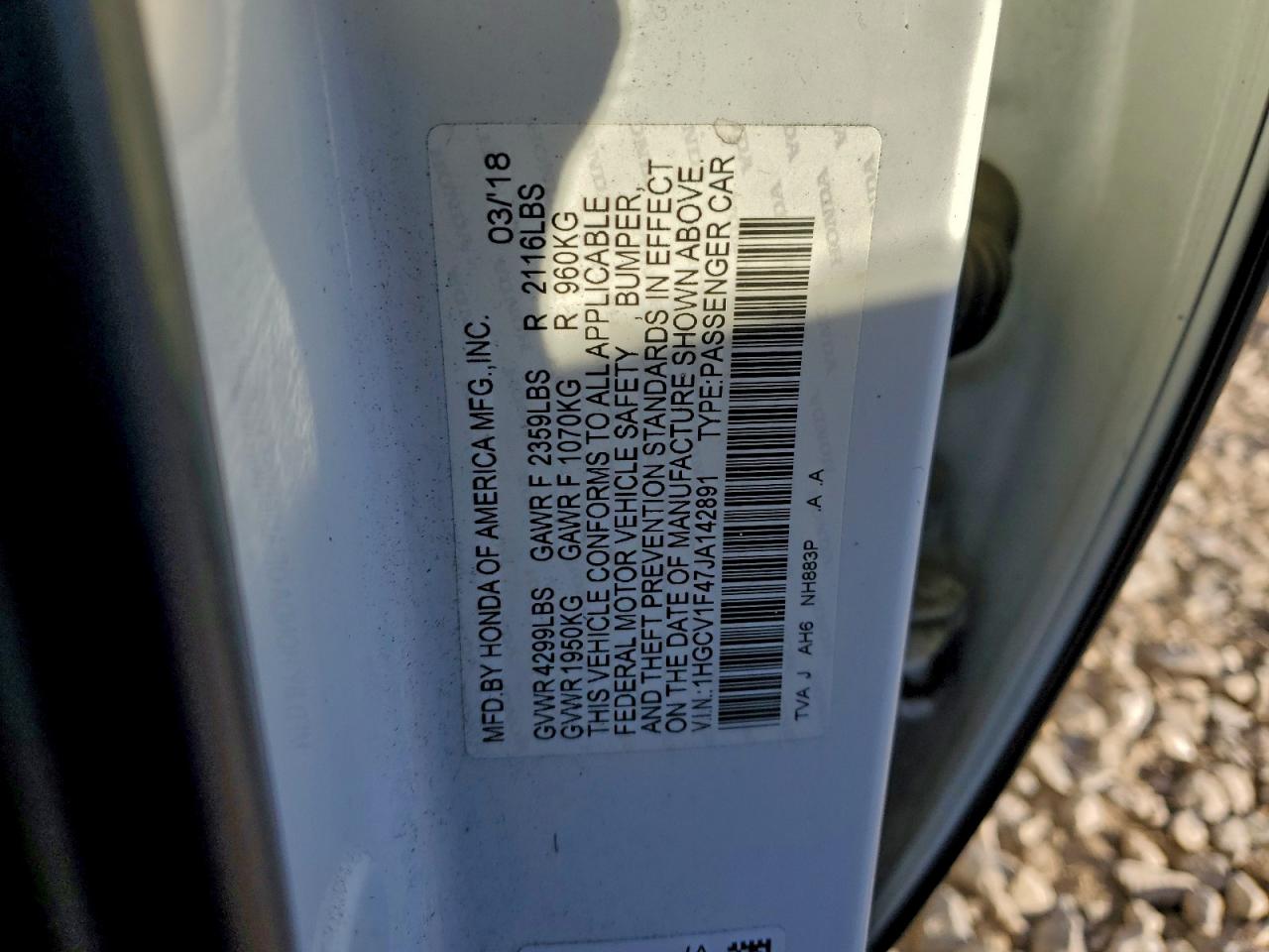 2018 HONDA ACCORD EX photo 37