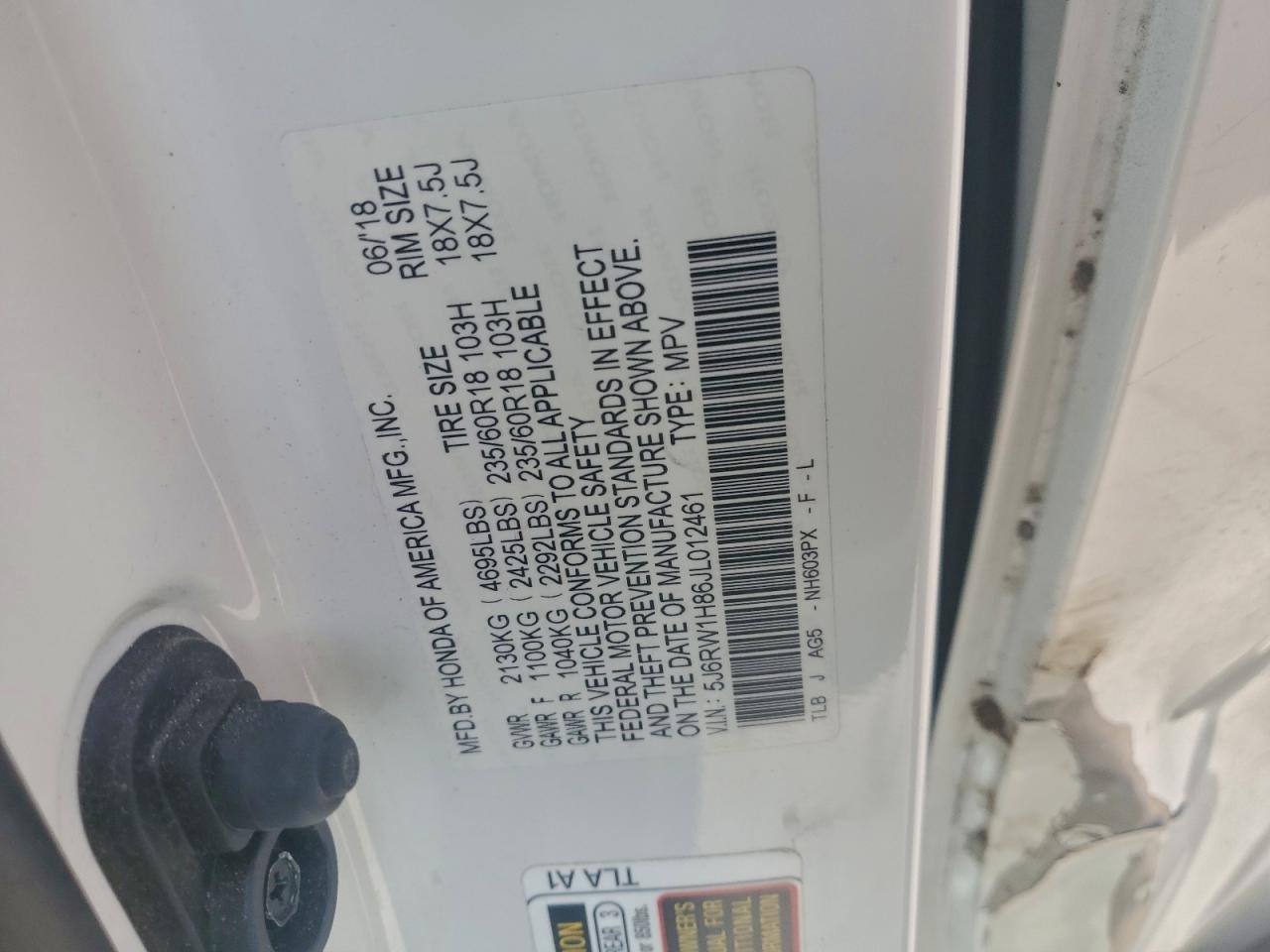 2018 HONDA CR-V EXL photo 23